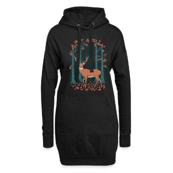 Majestätischer Hirsch im Herbst Cottagecore Wald - Hoodie-Kleid - Schwarz - Vorne