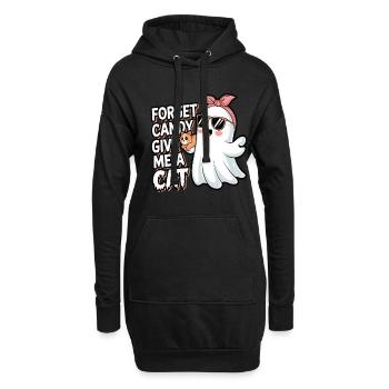 Halloween Cat Forget Candy Give Me A Cat - Hoodie-Kleid - Schwarz - Vorne
