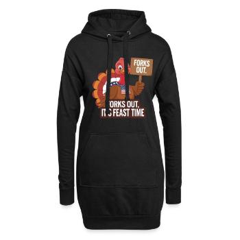 Lustiger Thanksgiving Truthahn - Hoodie-Kleid - Schwarz - Vorne