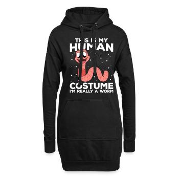 Mignon ver drôle vers de terre vers de terre - Sweat-shirt à capuche long Femme - noir - Devant