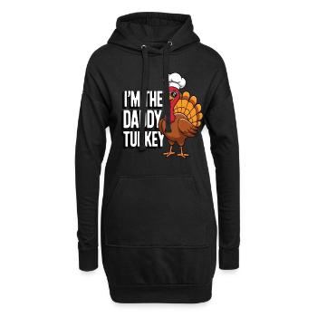 Papa Dinde Thanksgiving - Sweat-shirt à capuche long Femme - noir - Devant