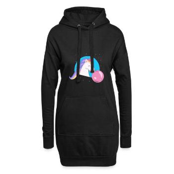 Licorne avec bulle bubble-gum - Sweat-shirt à capuche long Femme - noir - Devant