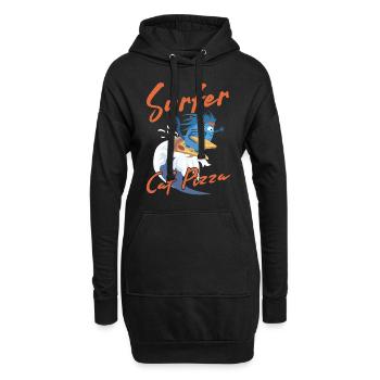 Surfer Cat Pizza - Lustige Katzen - Hoodie-Kleid - Schwarz - Vorne