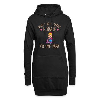 Plus Tard Je Serais Motarde Comme Papa Bébé Fille - Sweat-shirt à capuche long Femme - noir - Devant