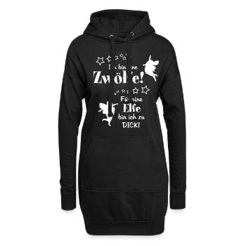 Ich bin eine ZWÖLFE, für eine ELFE zu dick, lustig - Hoodie-Kleid - Schwarz - Vorne