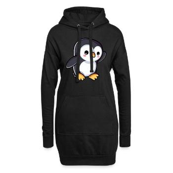 Mignon pingouin de dessin animé ondulant - Sweat-shirt à capuche long Femme - noir - Devant