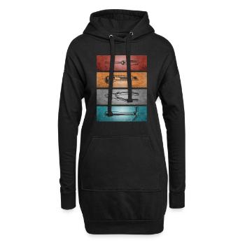 Vintage Werkstatt und Handwerker Werkzeuge - Hoodie-Kleid - Schwarz - Vorne