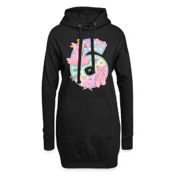 Ballerina 6. Geburtstagsparty Nummer 6 - 6 Jahre - Hoodie-Kleid - Schwarz - Vorne
