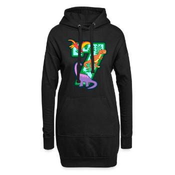 Dinosaurier 7. Geburtstagsparty Nummer 7 - 7 Jahre - Hoodie-Kleid - Schwarz - Vorne