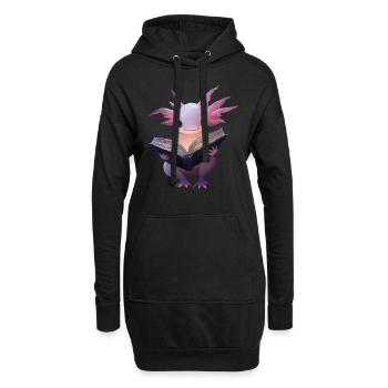 Axolotl liest Buch - Hoodie-Kleid - Schwarz - Vorne