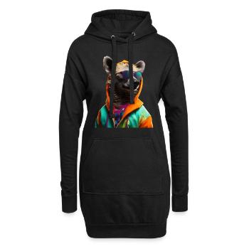 Hyäne mit Sonnenbrille Bunt Coole Hyänen Afrika - Hoodie-Kleid - Schwarz - Vorne