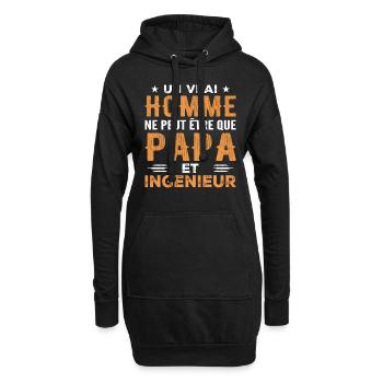 Ein echter Mann ist nur ein Vater und ein Ingenieur - Hoodie-Kleid - Schwarz - Vorne