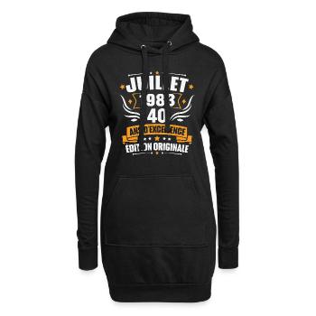 Vintage Cadeau Juillet 1983, 40 Ans Anniversaire - Sweat-shirt à capuche long Femme - noir - Devant
