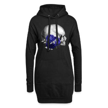 Nuit fleurs gothique goth crâne mort crâne punk - Sweat-shirt à capuche long Femme - noir - Devant