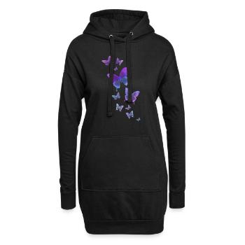 papillon papillon animal coloré couleur - Sweat-shirt à capuche long Femme - noir - Devant