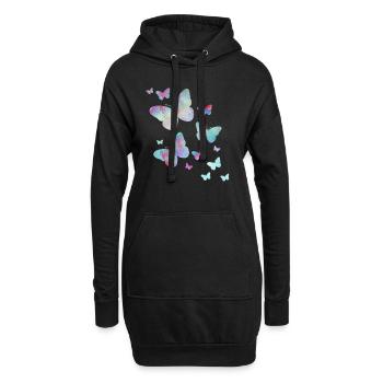 papillon papillon animal coloré couleur - Sweat-shirt à capuche long Femme - noir - Devant