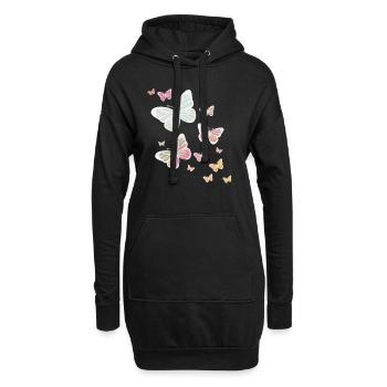 Schmetterling Schmetterling Tier bunt Farbe - Hoodie-Kleid - Schwarz - Vorne