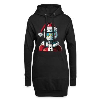 Roboter als Weihnachtsmann verkleidet - Hoodie-Kleid - Schwarz - Vorne