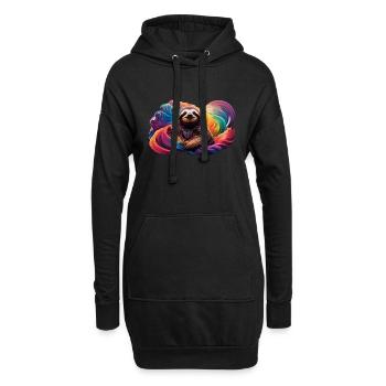 Faultier mit Regenbogen Hintergrund - Hoodie-Kleid - Schwarz - Vorne