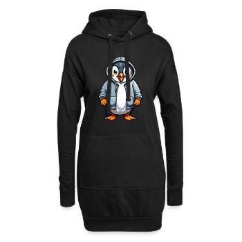 Süßer Pinguin in Jacke - Hoodie-Kleid - Schwarz - Vorne