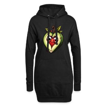 Avocado mit Herzkern - Hoodie-Kleid - Schwarz - Vorne