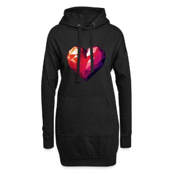 Polygon Herz - Hoodie-Kleid - Schwarz - Vorne