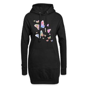 Schmetterling Schmetterling Tier bunt Farbe - Hoodie-Kleid - Schwarz - Vorne