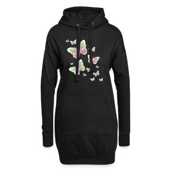 Schmetterling Schmetterling Tier bunt Farbe - Hoodie-Kleid - Schwarz - Vorne