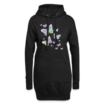 Schmetterling Schmetterling Tier bunt Farbe - Hoodie-Kleid - Schwarz - Vorne