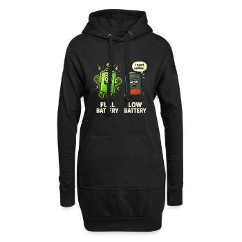 Batterie pleine ou vide – blague sur le café au niveau d’énergie - Sweat-shirt à capuche long Femme - noir - Devant