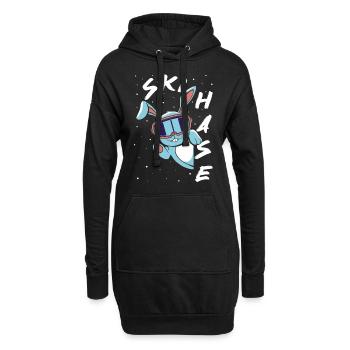 Skihase - Skifahren - Winterurlaub in den Bergen - Hoodie-Kleid - Schwarz - Vorne