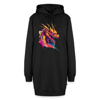 Drache Bunt Fantasie Magie Mystik Mythologie Kunst - Hoodie-Kleid - Schwarz - Vorne - AI Model Female 172 light (172cm)