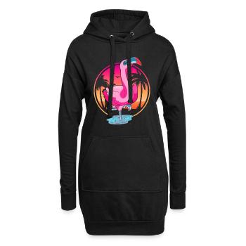 Tropen Vogel Sommer Sonnenuntergang Rosa Flamingo - Hoodie-Kleid - Schwarz - Vorne