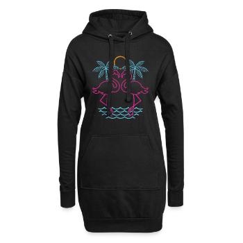 Tierliebhaber Geschenk Vogel Retro Rosa Flamingo - Hoodie-Kleid - Schwarz - Vorne