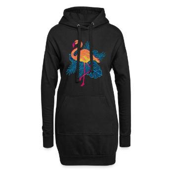 Zoo Tier Geschenk Sommer Tropen Vogel Flamingo - Hoodie-Kleid - Schwarz - Vorne