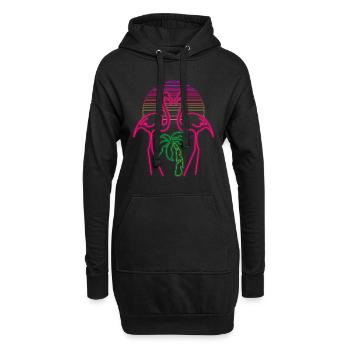 Flamingo - Hoodie-Kleid - Schwarz - Vorne