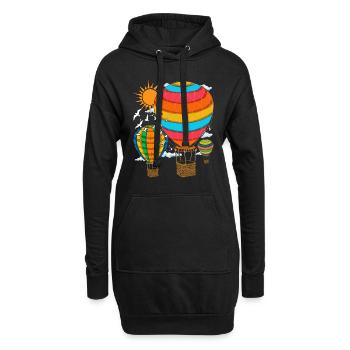 Ballon Fliegen Ballonfahrt Geschenk Heißluftballon - Hoodie-Kleid - Schwarz - Vorne