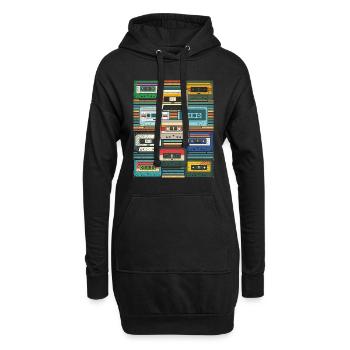 80s Music Lover Cadeau Cassette Rétro - Sweat-shirt à capuche long Femme - noir - Devant