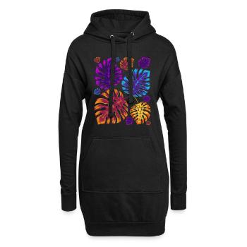 Feuilles tropicales colorées Gardener Gift Monstera - Sweat-shirt à capuche long Femme - noir - Devant