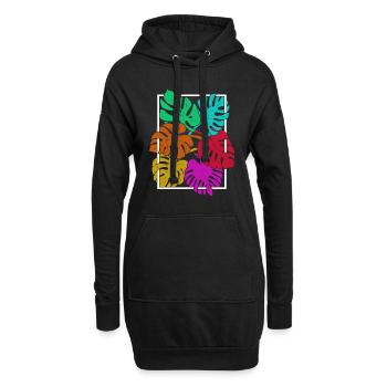 Monstera Deliciosa coloré Feuilles Plante Monstera - Sweat-shirt à capuche long Femme - noir - Devant