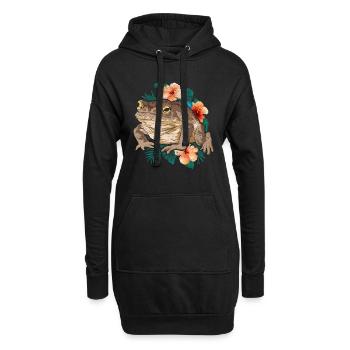 Natur Blumen Frosch Amphibien Geschenk Kröte - Hoodie-Kleid - Schwarz - Vorne