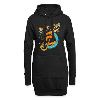 Oiseaux Violon Clef Musique Clef - Sweat-shirt à capuche long Femme - noir - Devant