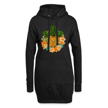 Sommer Frucht Tropisches Obst Ananas - Hoodie-Kleid - Schwarz - Vorne
