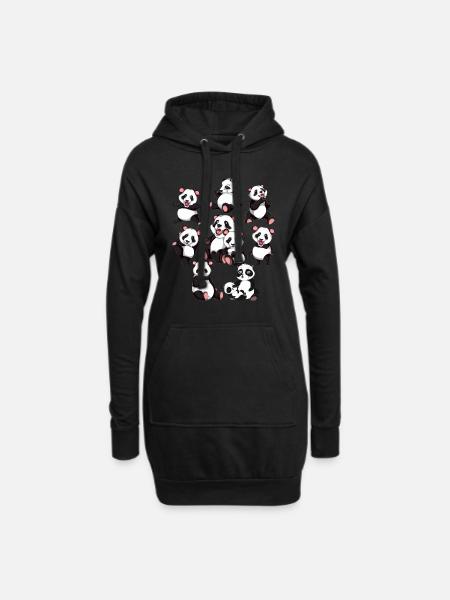 Pandabär - Hoodie-Kleid - Schwarz