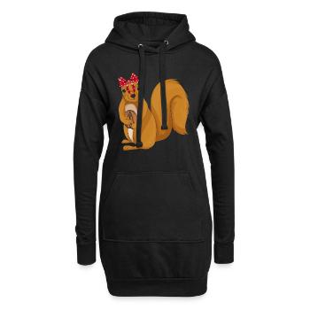 Écureuil - Sweat-shirt à capuche long Femme - noir - Devant