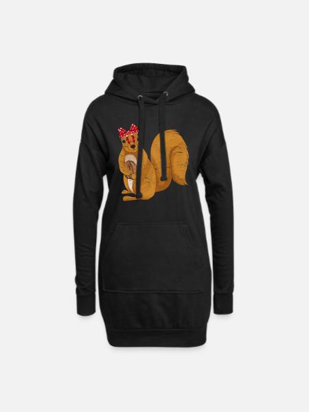 Eichhörnchen - Hoodie-Kleid - Schwarz