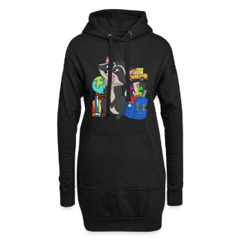 Motif d’animal scolaire Cadeau École Débutants Raton laveur - Sweat-shirt à capuche long Femme - noir - Devant