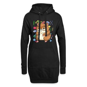 Einschulung Tier Geschenk Grundschule Hamster - Hoodie-Kleid - Schwarz - Vorne