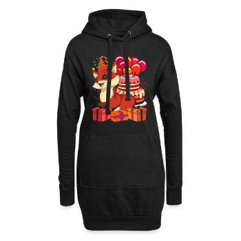 Geburtstag Party Geschenk Tier Fuchs - Hoodie-Kleid - Schwarz - Vorne