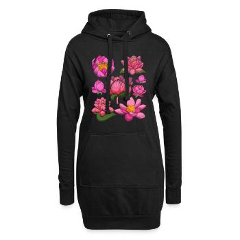 Jardin botanique Fleurs Lotus Cadeau Botanique - Sweat-shirt à capuche long Femme - noir - Devant